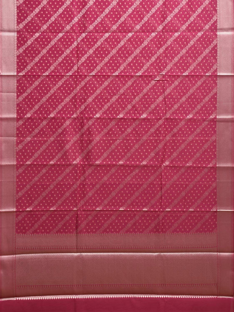 Pink Dhakai Jamdani Cotton Viscose Saree with Diagonal and Border Design dj0135