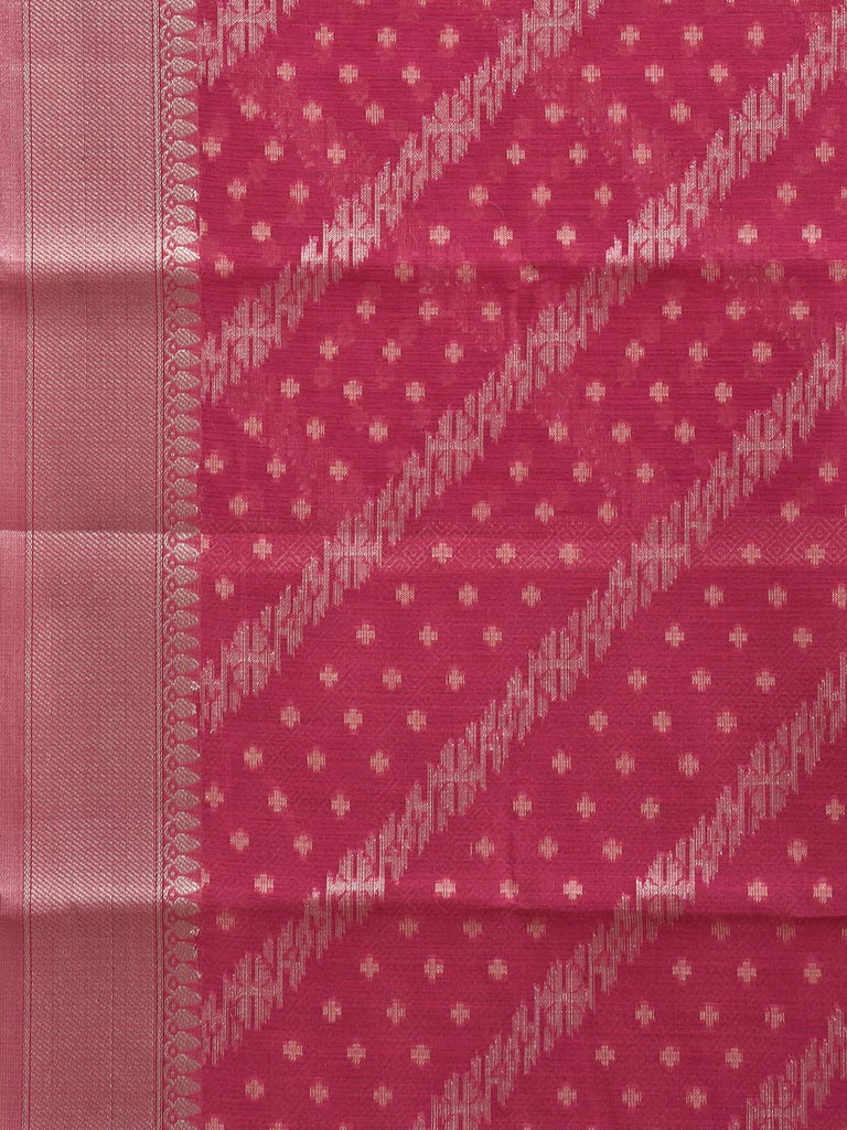 Pink Dhakai Jamdani Cotton Viscose Saree with Diagonal and Border Design dj0135