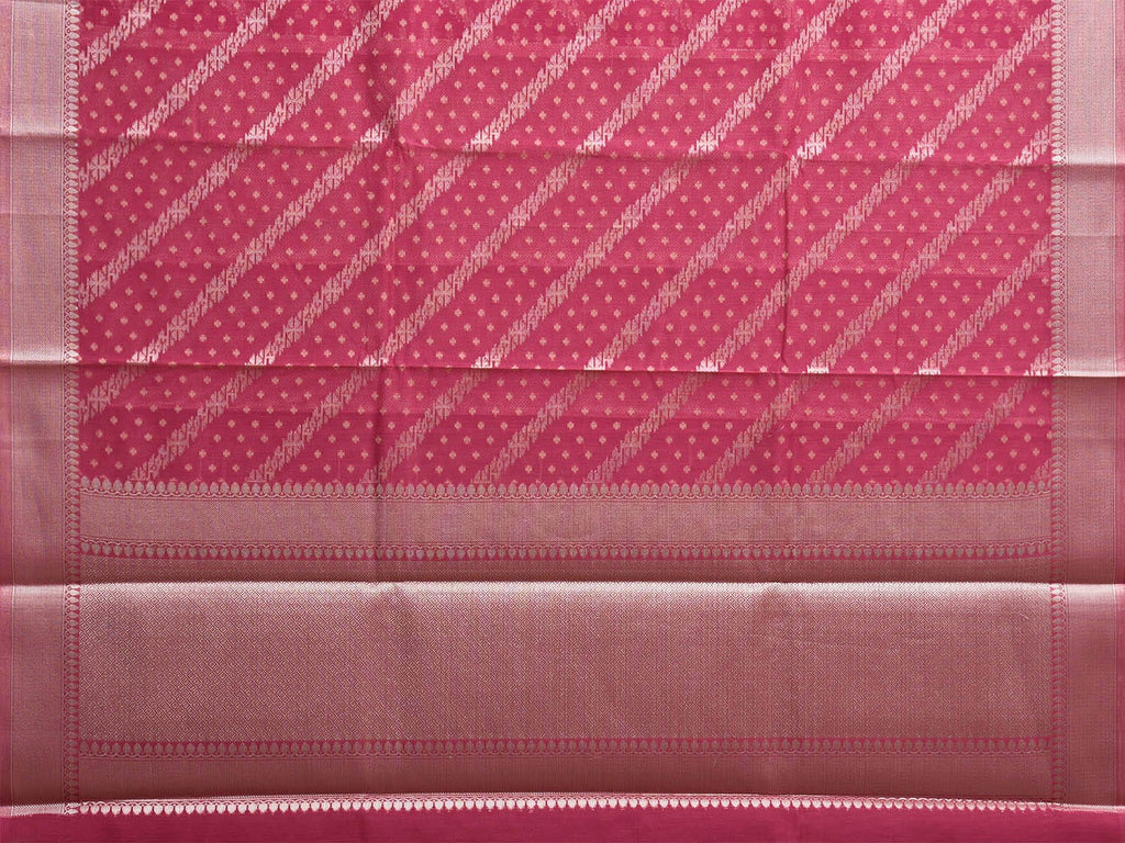 Pink Dhakai Jamdani Cotton Viscose Saree with Diagonal and Border Design dj0135