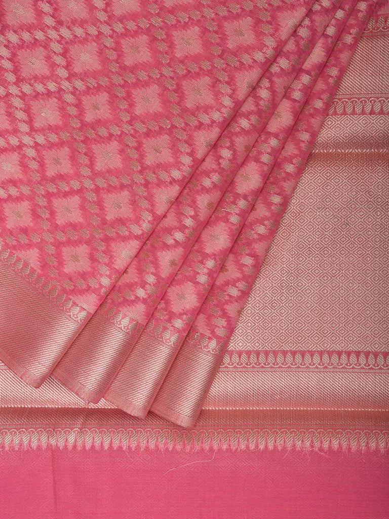 Pink Dhakai Jamdani Cotton Viscose Saree with Grill Design dj0034