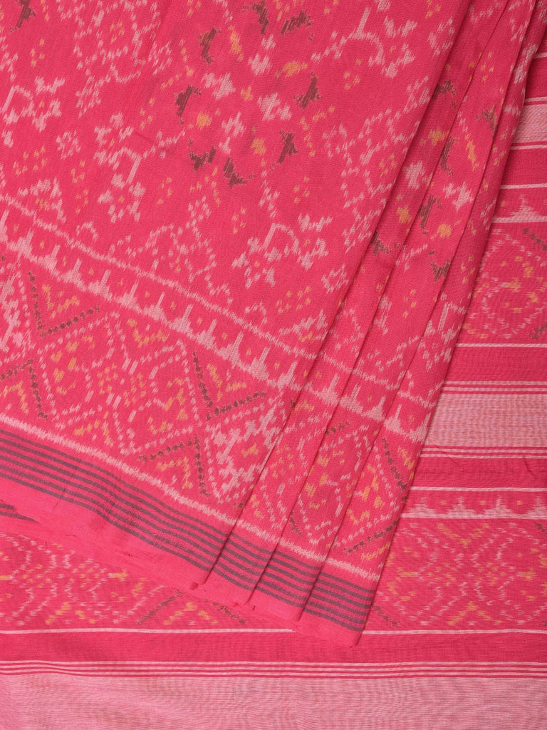 Pink Ikat Cotton Handloom Saree with Grill Design i0807