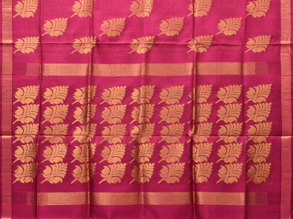 Pink Kanchipuram Silk Handloom Saree with All Over Leaf Buta Design o0452