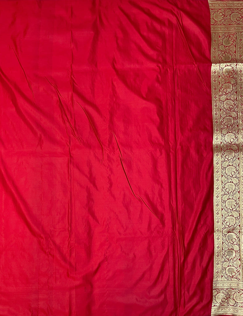 Pink Katan Banarasi Saree with Silver Zari Floral Weaving And Grand Pallu B0634ds