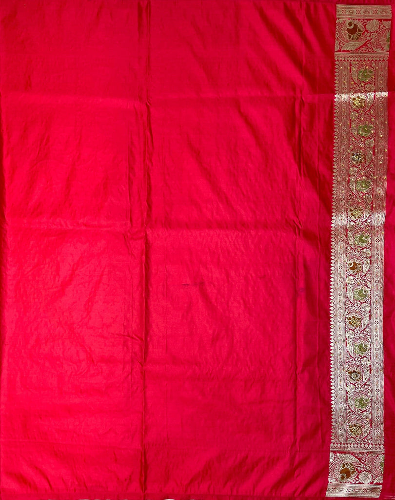 Pink Katan Banarasi Saree with Silver Zari Floral Weaving And Grand Pallu B0641ds