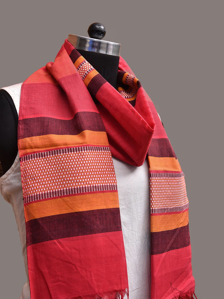 Pink Mangalgiri Cotton Dupatta with Strips Design ds3656