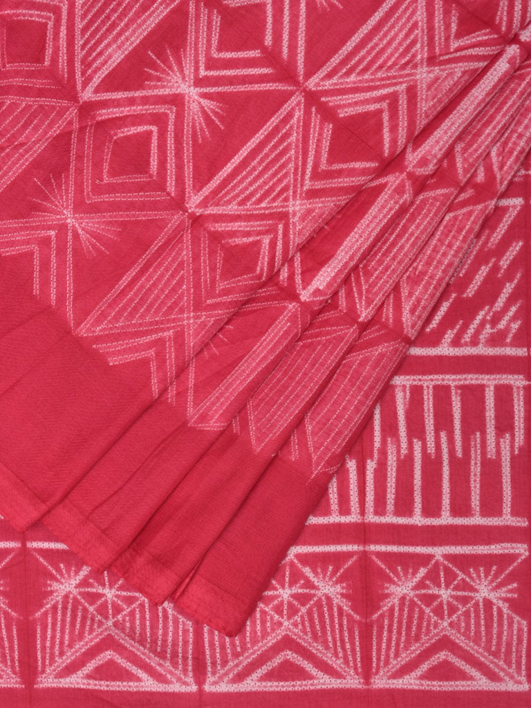 Pink Shibori Cotton Handloom Saree with All Over Geometrical Design o0454
