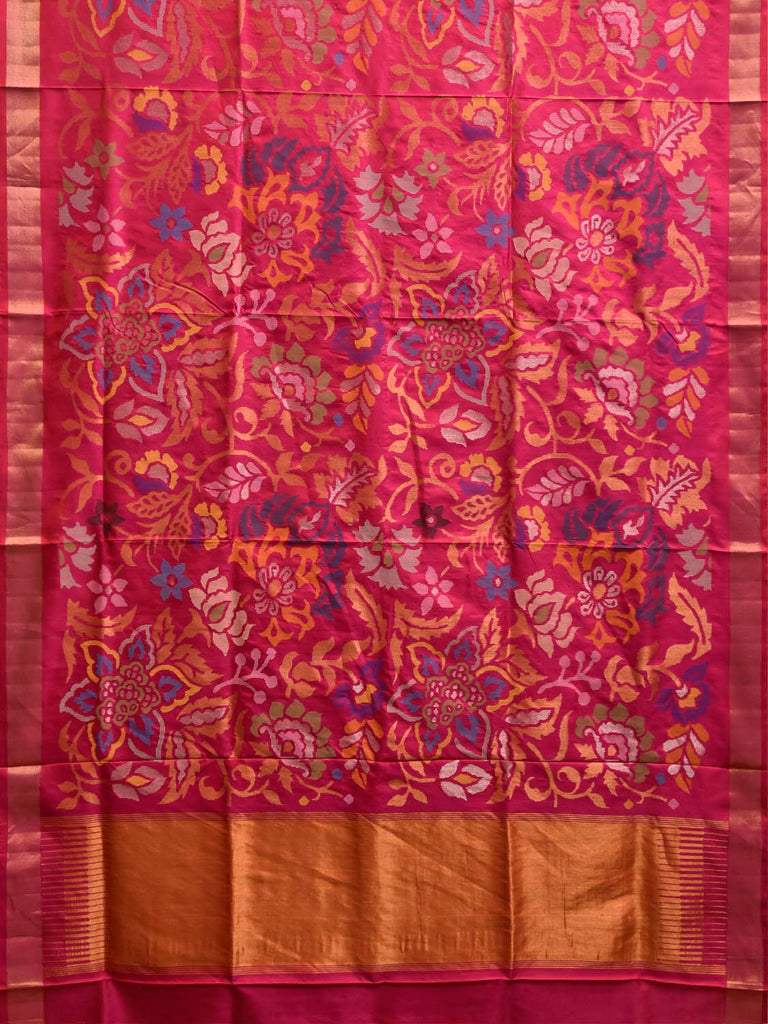 Pink Uppada Silk Handloom Saree with All Over Big Floral Design u2477