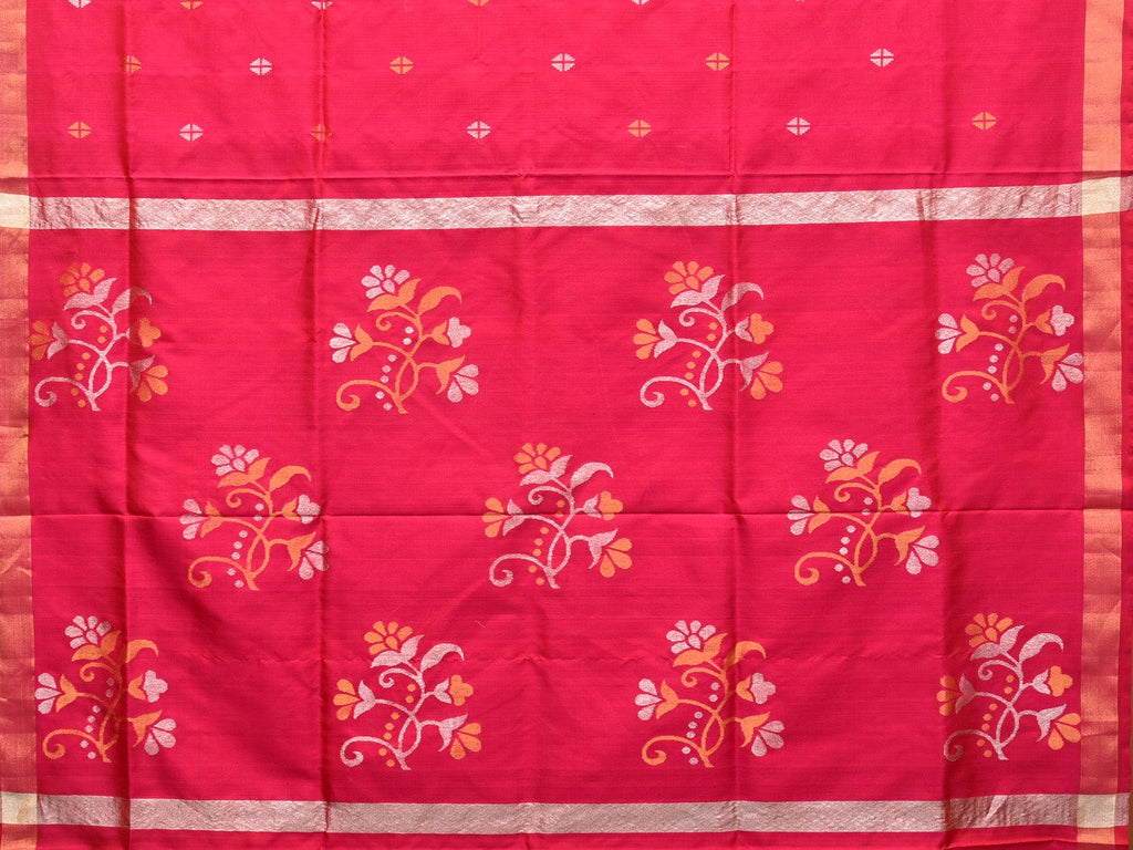 Pink Uppada Silk Handloom Saree with Floral Big Buta Pallu Design u2058