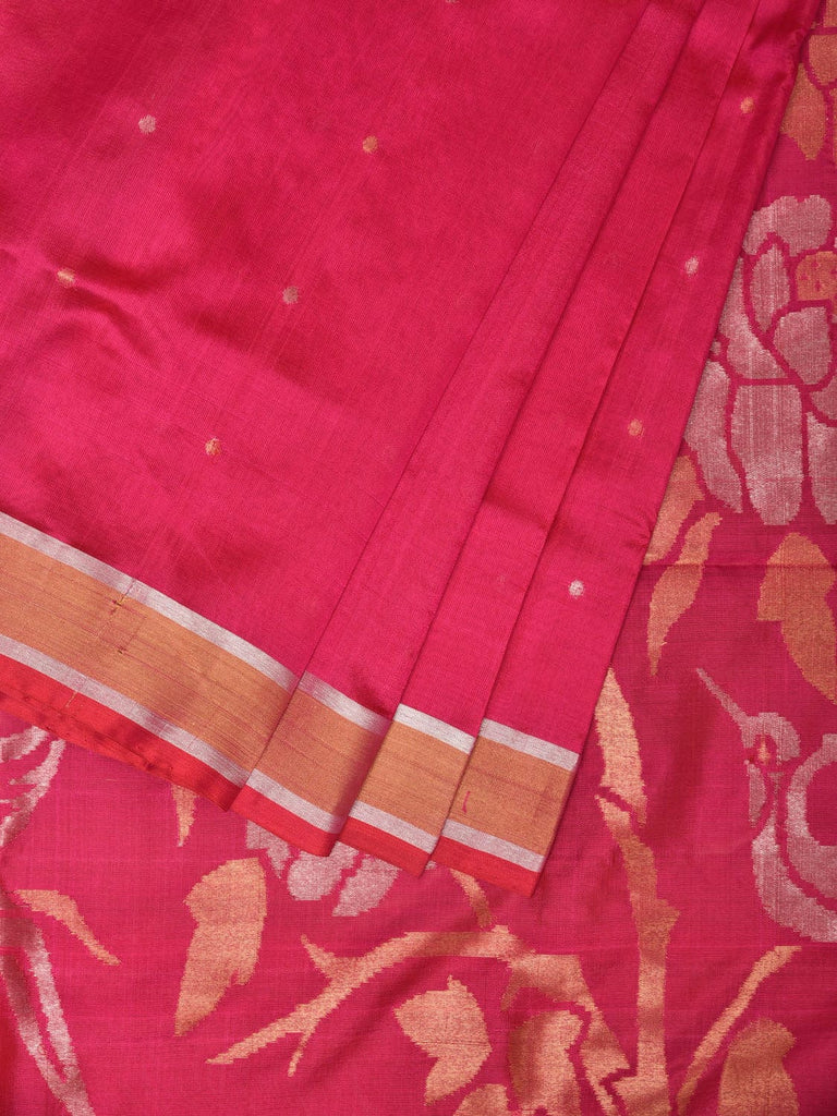 Pink Uppada Silk Handloom Saree with Parrot and Floral Pallu Design u2054