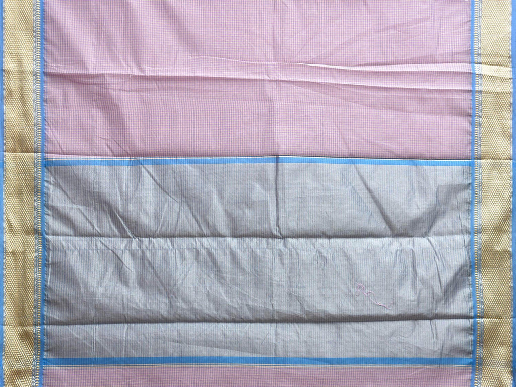Purple Bamboo Cotton Saree with Small Checks Design No Blouse bc0771