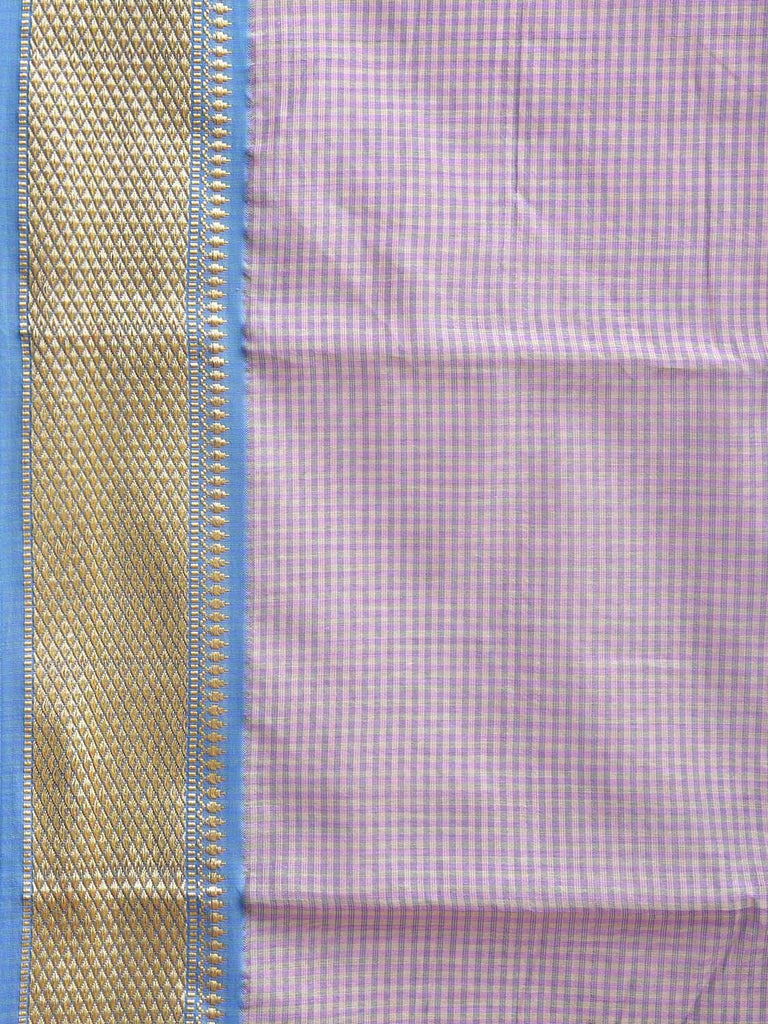 Purple Bamboo Cotton Saree with Small Checks Design No Blouse bc0771