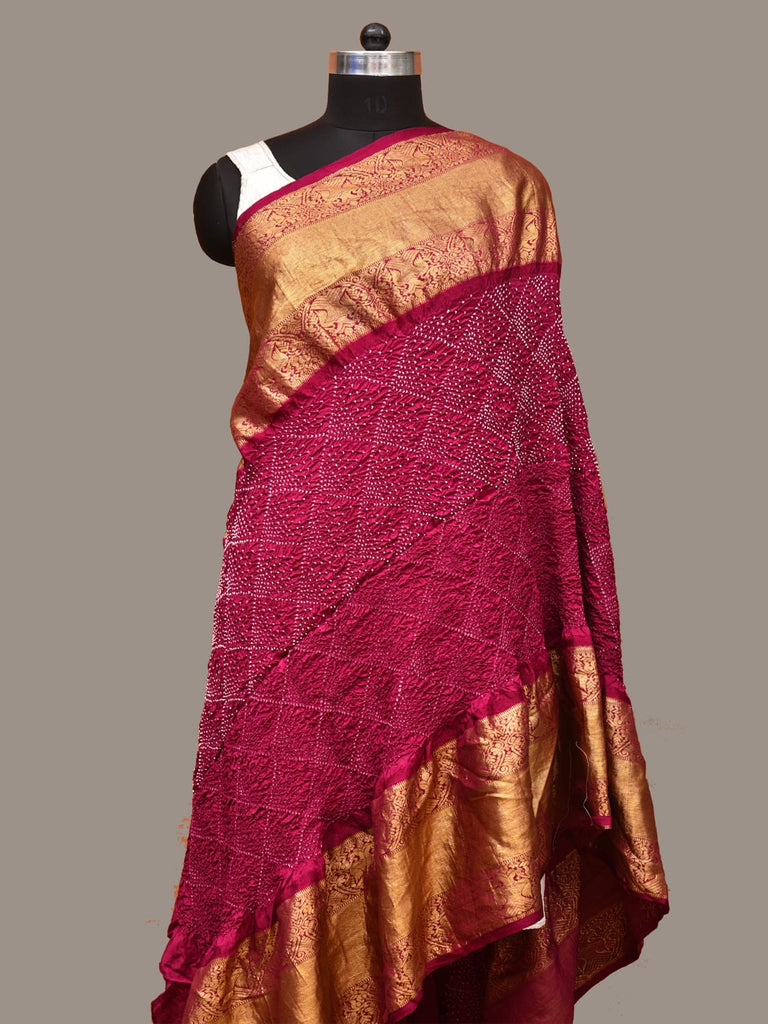 Purple Bandhani Kanchipuram Silk Handloom Dupatta with Border Design ds3219