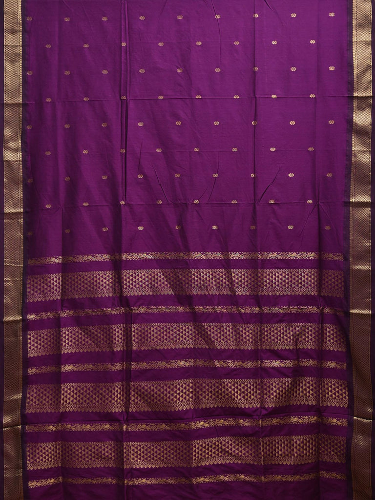 Purple Gadwal Cotton Viscose Saree with Border and Pallu Design g0490