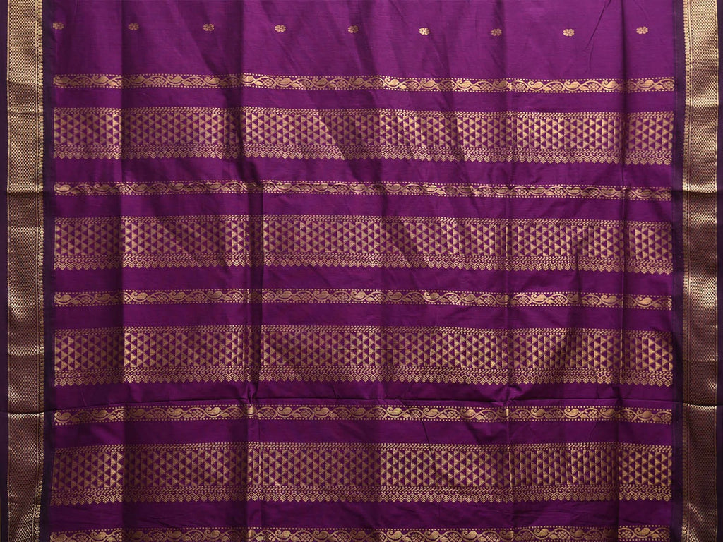 Purple Gadwal Cotton Viscose Saree with Border and Pallu Design g0490