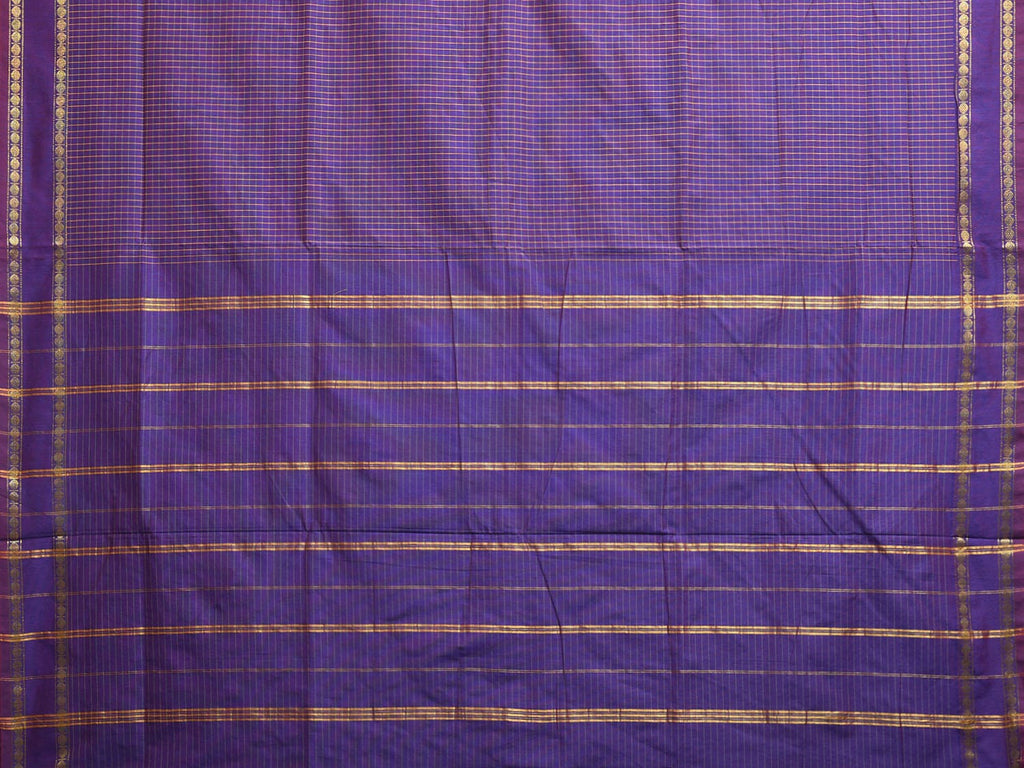 Purple Gadwal Cotton Viscose Saree with Checks and Border Design g0500