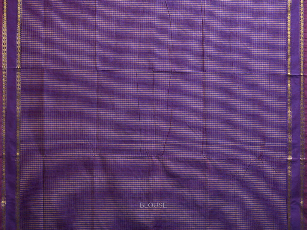 Purple Gadwal Cotton Viscose Saree with Checks and Border Design g0500