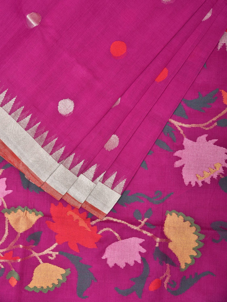 Purple Khadi Cotton Handloom Saree with Floral Pallu Design kh0622