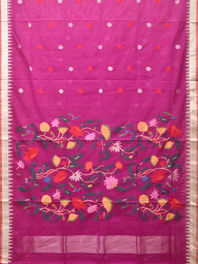 Purple Khadi Cotton Handloom Saree with Floral Pallu Design kh0622