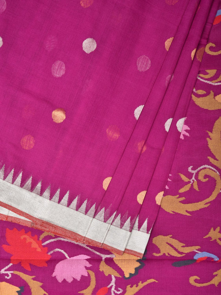 Purple Khadi Cotton Handloom Saree with Lotus Flowers Pallu Design kh0663