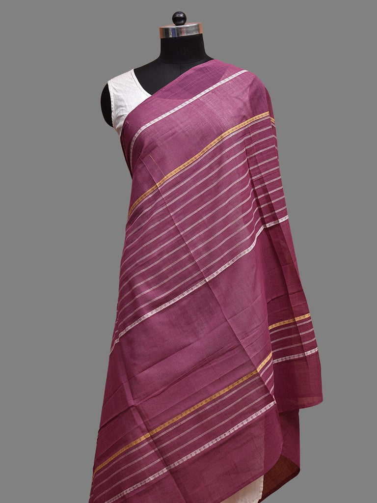Purple Mangalgiri Cotton Dupatta with Strips Design ds3703