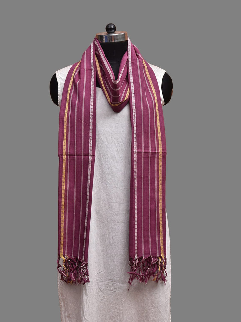 Purple Mangalgiri Cotton Dupatta with Strips Design ds3703