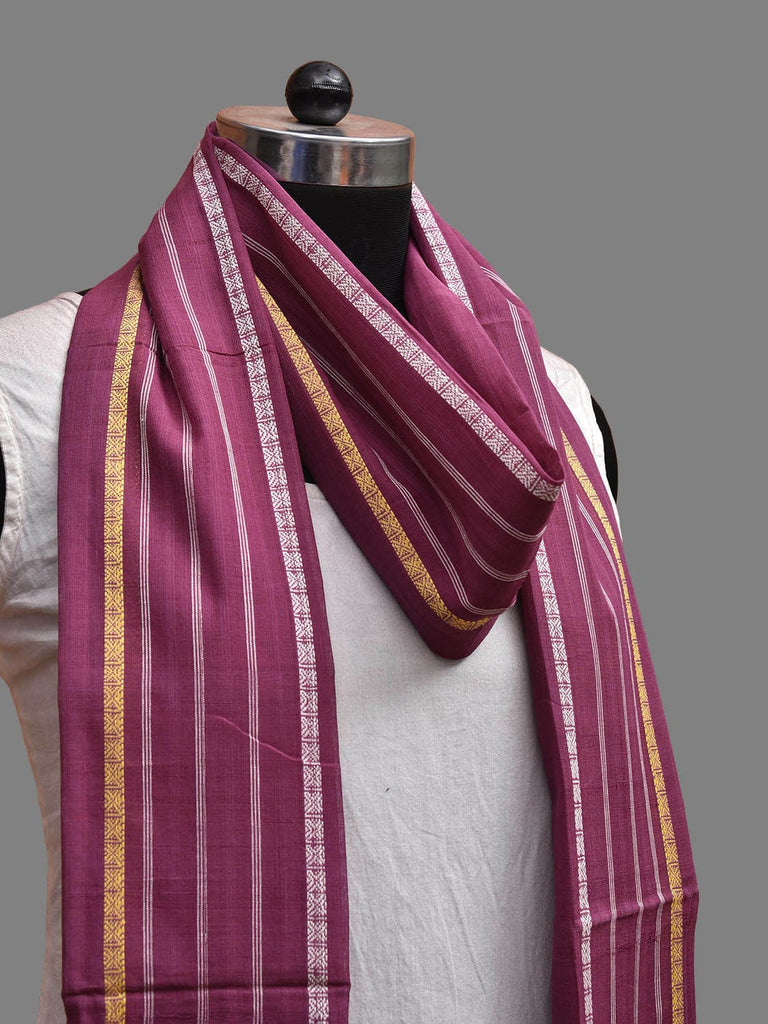 Purple Mangalgiri Cotton Dupatta with Strips Design ds3703