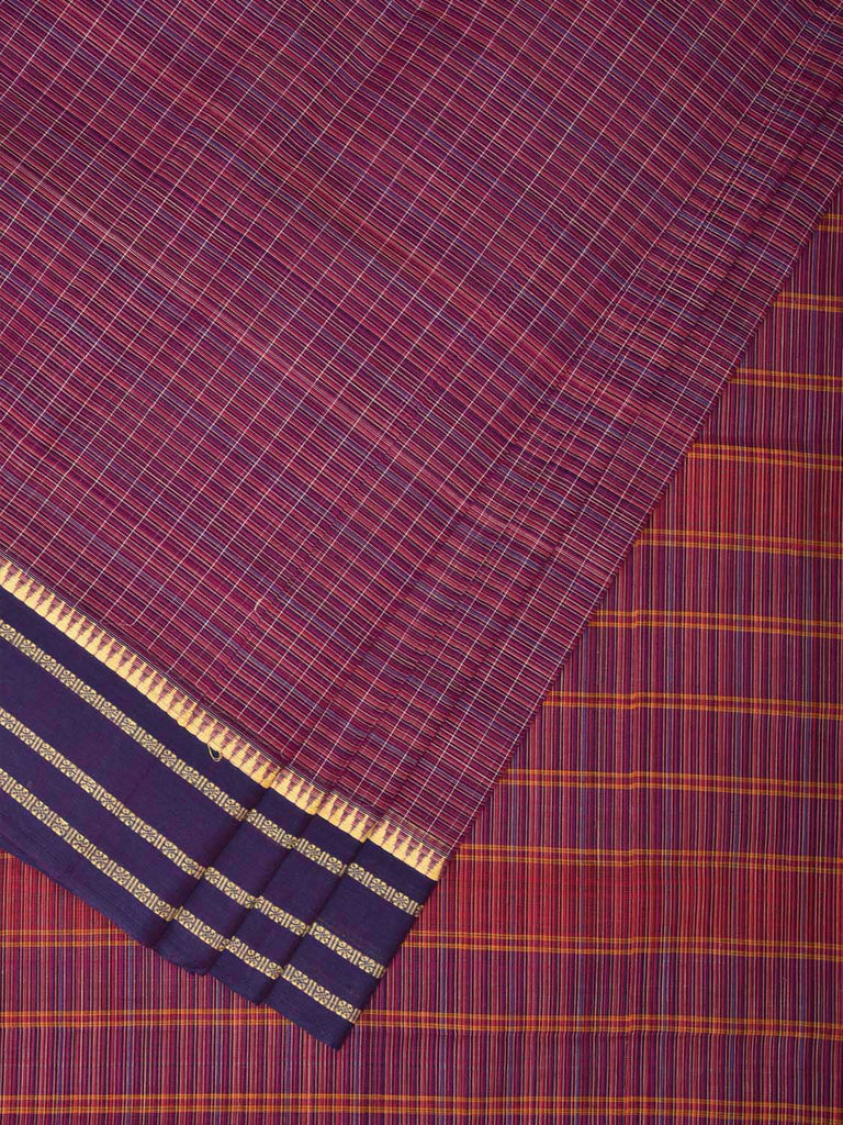 Purple Narayanpet Cotton Handloom Saree with Checks Design No Blouse np0692