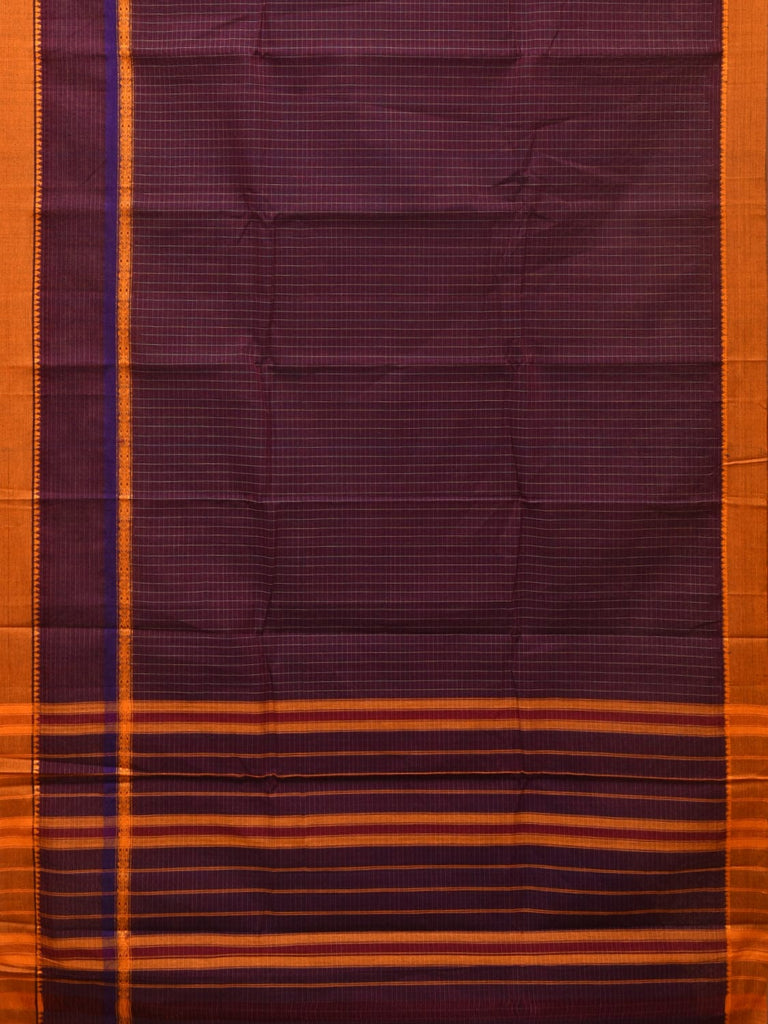 Purple Narayanpet Cotton Handloom Saree with Checks Design No Blouse np0772