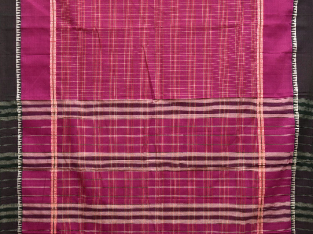 Purple Narayanpet Cotton Handloom Saree with Strips and Big Border Design No Blouse np0872
