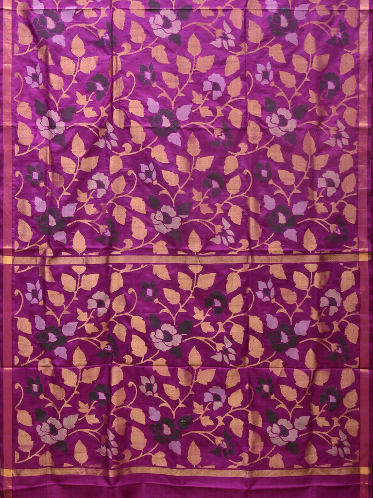 Purple Uppada Silk Handloom Saree with All Over Floral Design u2104