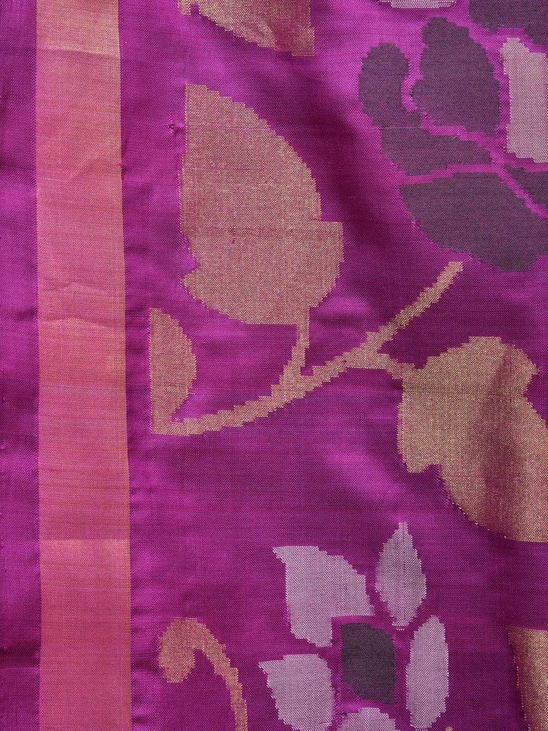 Purple Uppada Silk Handloom Saree with All Over Floral Design u2104