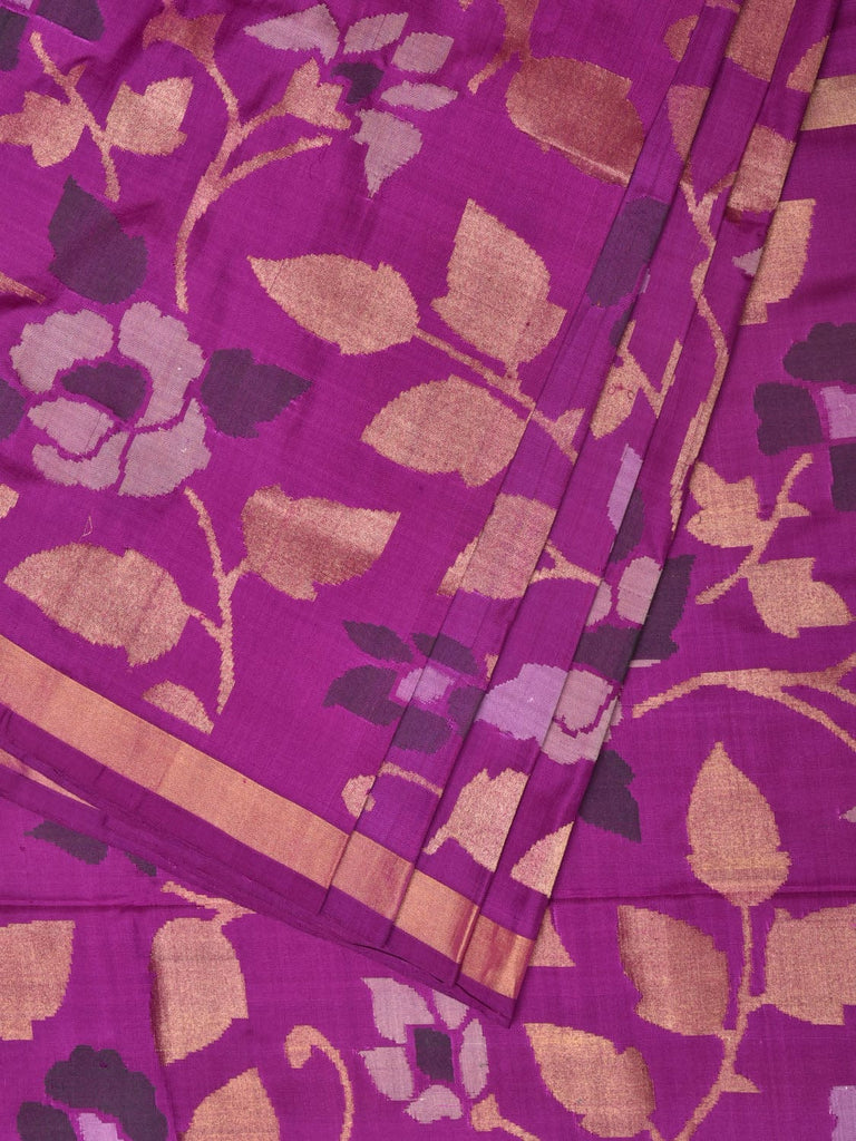 Purple Uppada Silk Handloom Saree with All Over Floral Design u2104