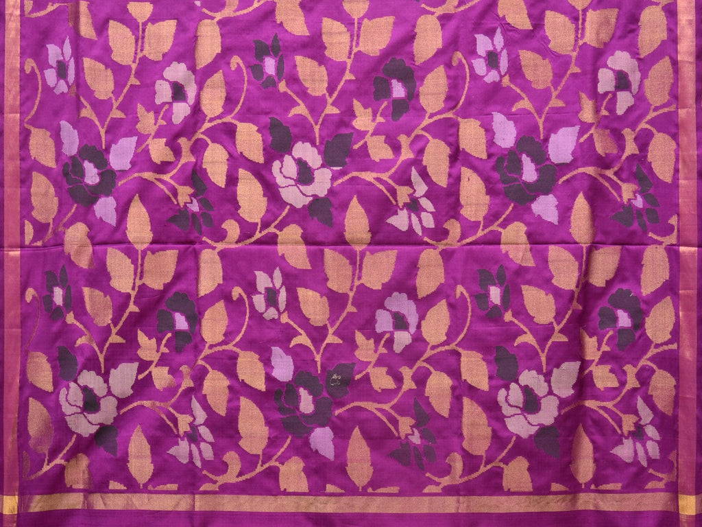 Purple Uppada Silk Handloom Saree with All Over Floral Design u2104