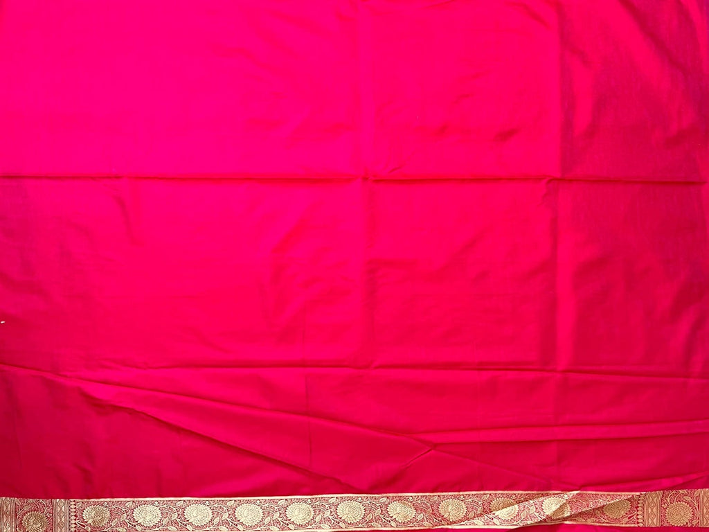 Rani Pink Banaras Katan Silk Saree with Body Butti and Work Design b0386ds