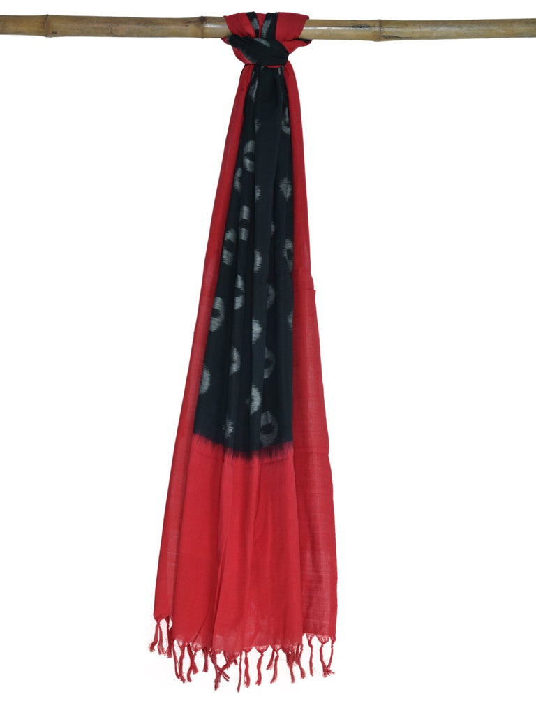 Red and Black Pochampally Ikat Cotton Handloom Dupatta with Buta Design ds1613
