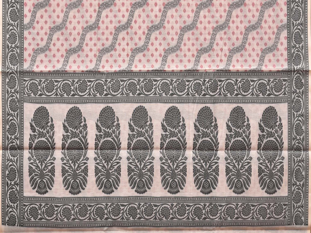 Red and Grey Dhakai Jamdani Cotton Viscose Saree with Diagonal Design dj0042