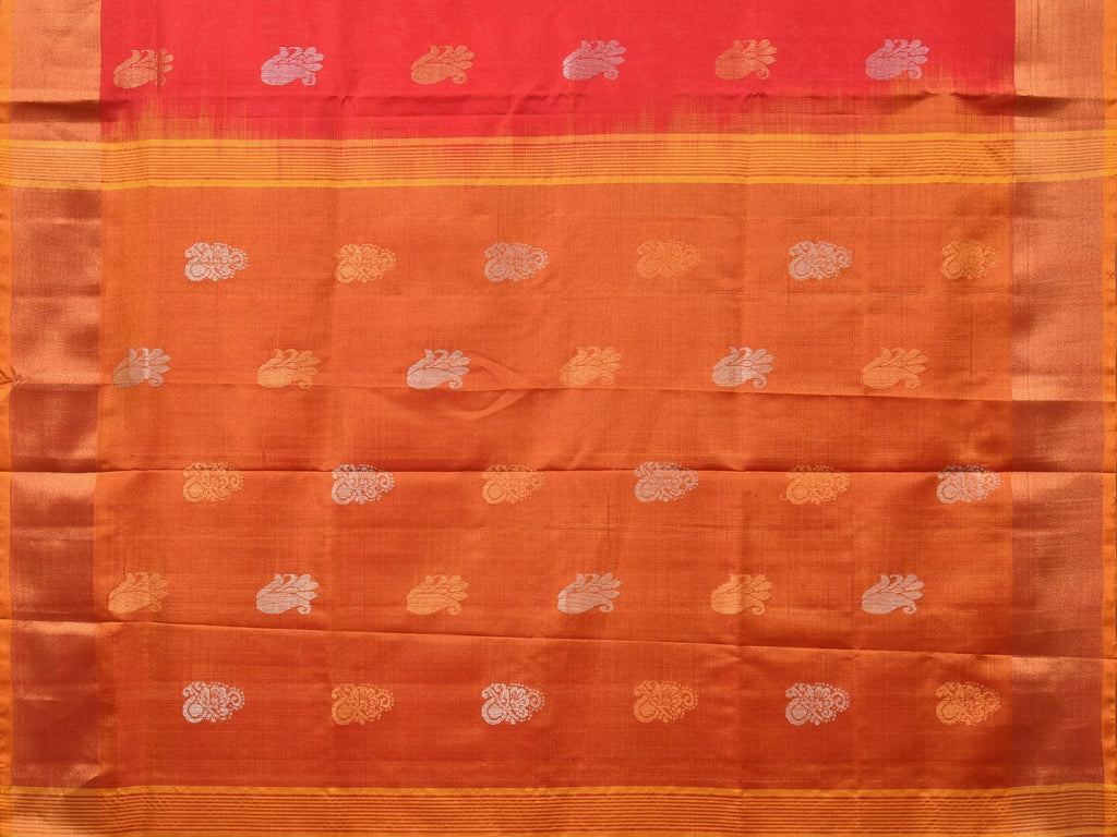 Red and Mustard Uppada Silk Handloom Saree with Body & Pallu Buta Design u2169