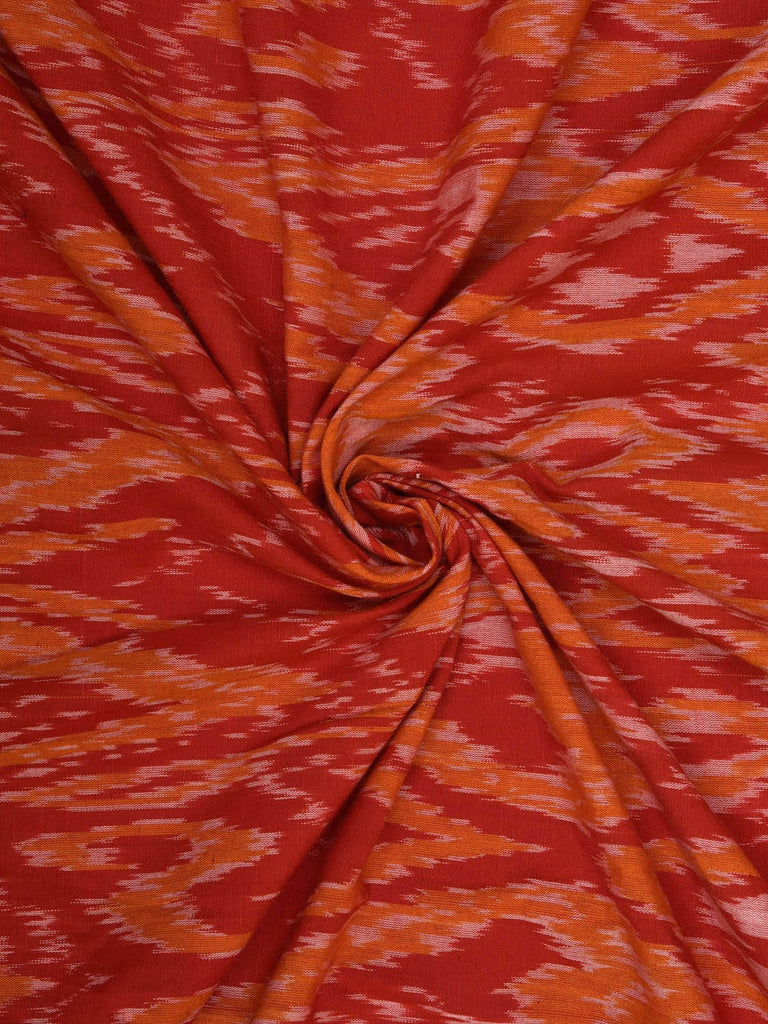 Red and Orange Ikat Cotton Handloom 2.5mts Fabric with Uzbekistan Pattern Design f0256