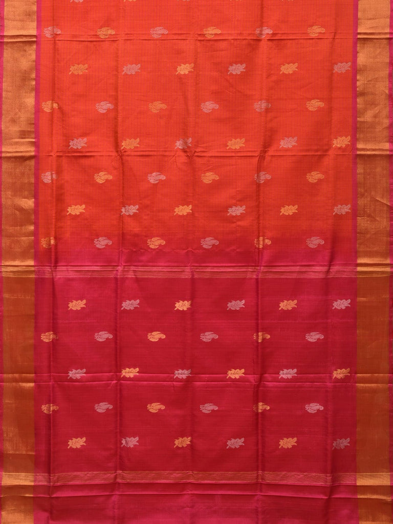 Red and Pink Uppada Silk Handloom Saree with Body Buta Design u2115