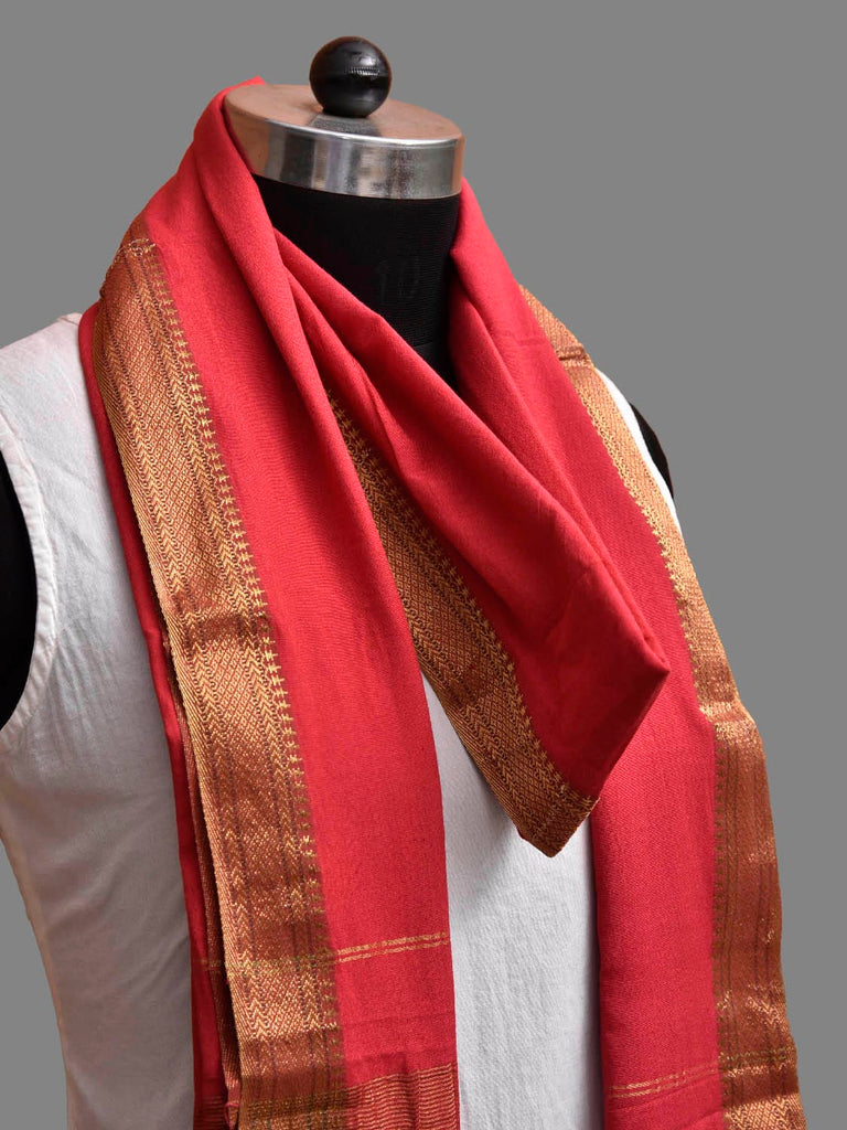 Red Bamboo Cotton Dupatta with Zari Border ds3875