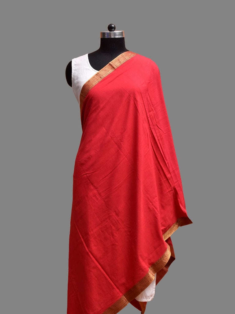 Red Bamboo Cotton Dupatta with Zari Border ds3875
