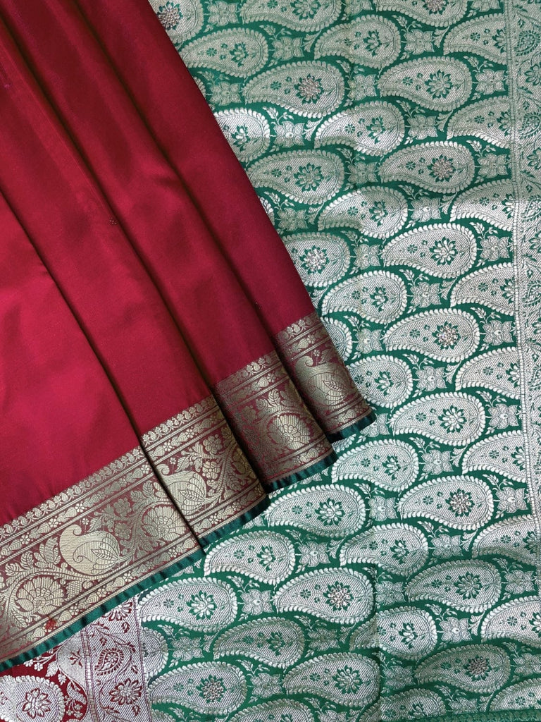 Red Banaras Katan Silk Saree with Body Butti and Stone Work Design b0393ds