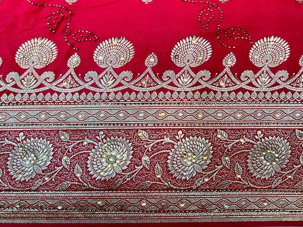 Red Banaras Katan Silk Saree with Body Butti and Work Design b0387ds