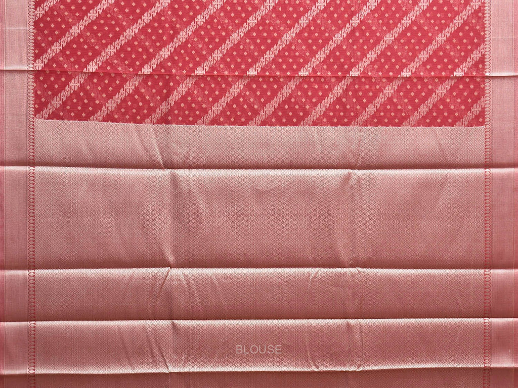 Red Dhakai Jamdani Cotton Viscose Saree with Diagonal and Border Design dj0137