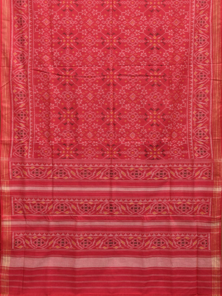 Red Ikat Cotton Handloom Saree with All Over Grill Design i0851