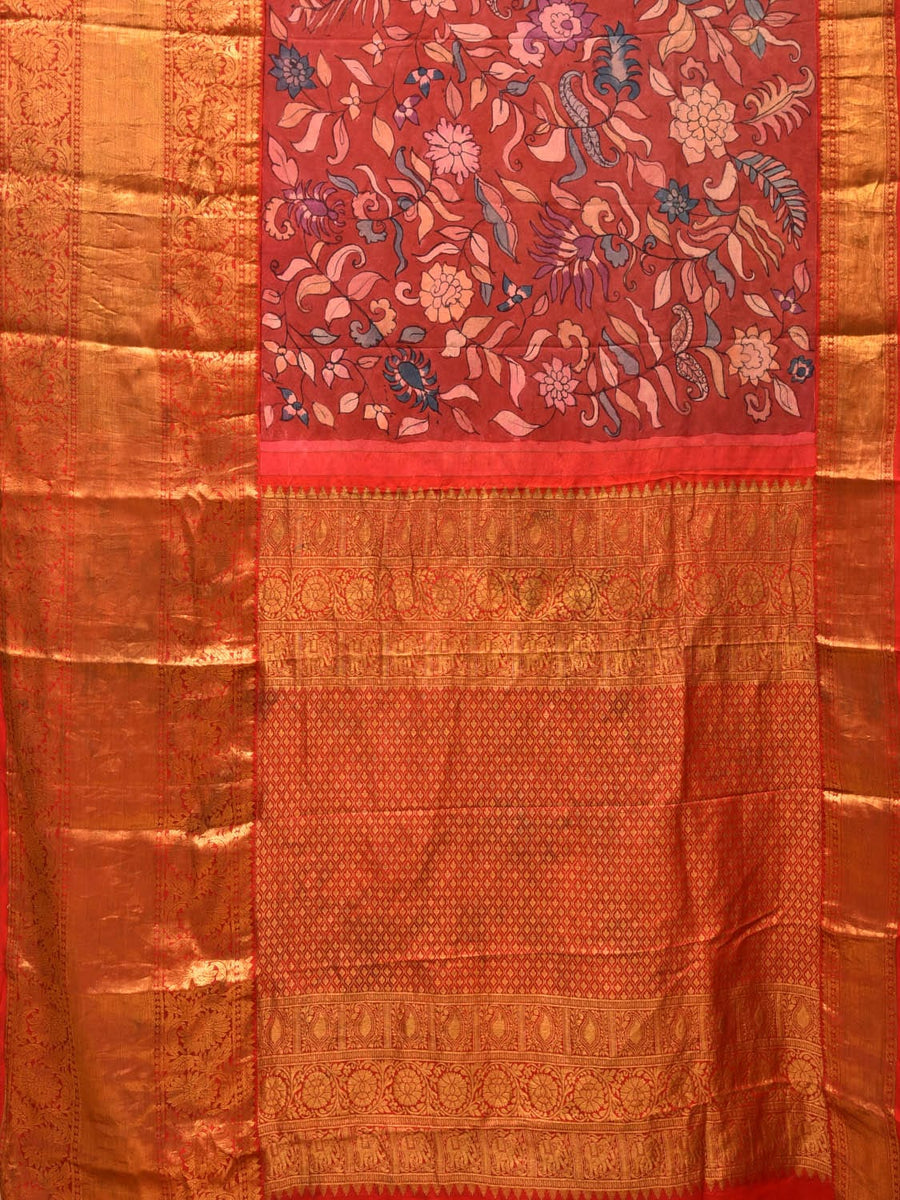 Red Kalamkari Silk Saree main image 1