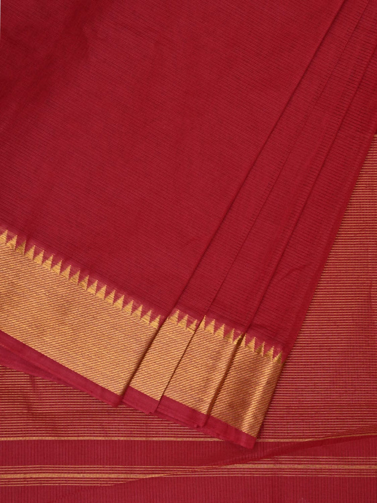 Red Mangalgiri Cotton Handloom Saree with Strips Design mn0070