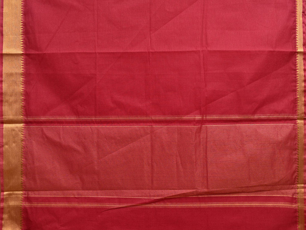 Red Mangalgiri Cotton Handloom Saree with Strips Design mn0070