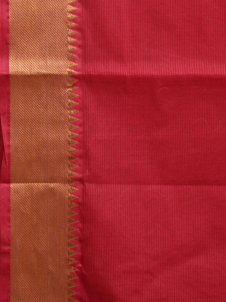 Red Mangalgiri Cotton Handloom Saree with Strips Design mn0070