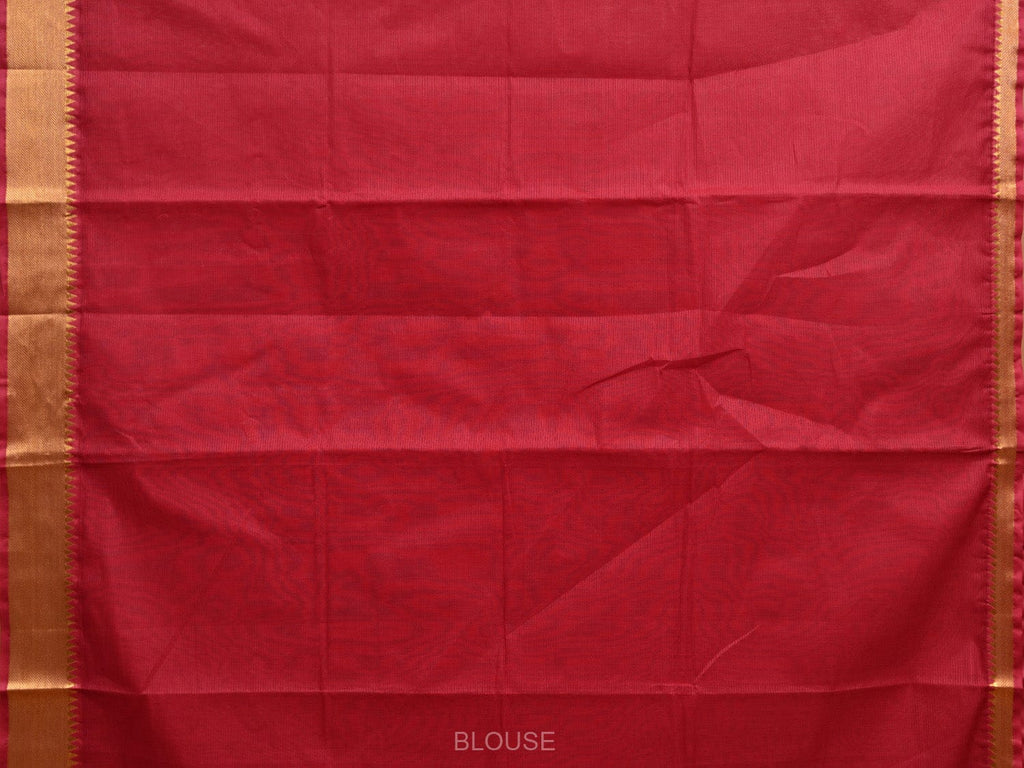 Red Mangalgiri Cotton Handloom Saree with Strips Design mn0070